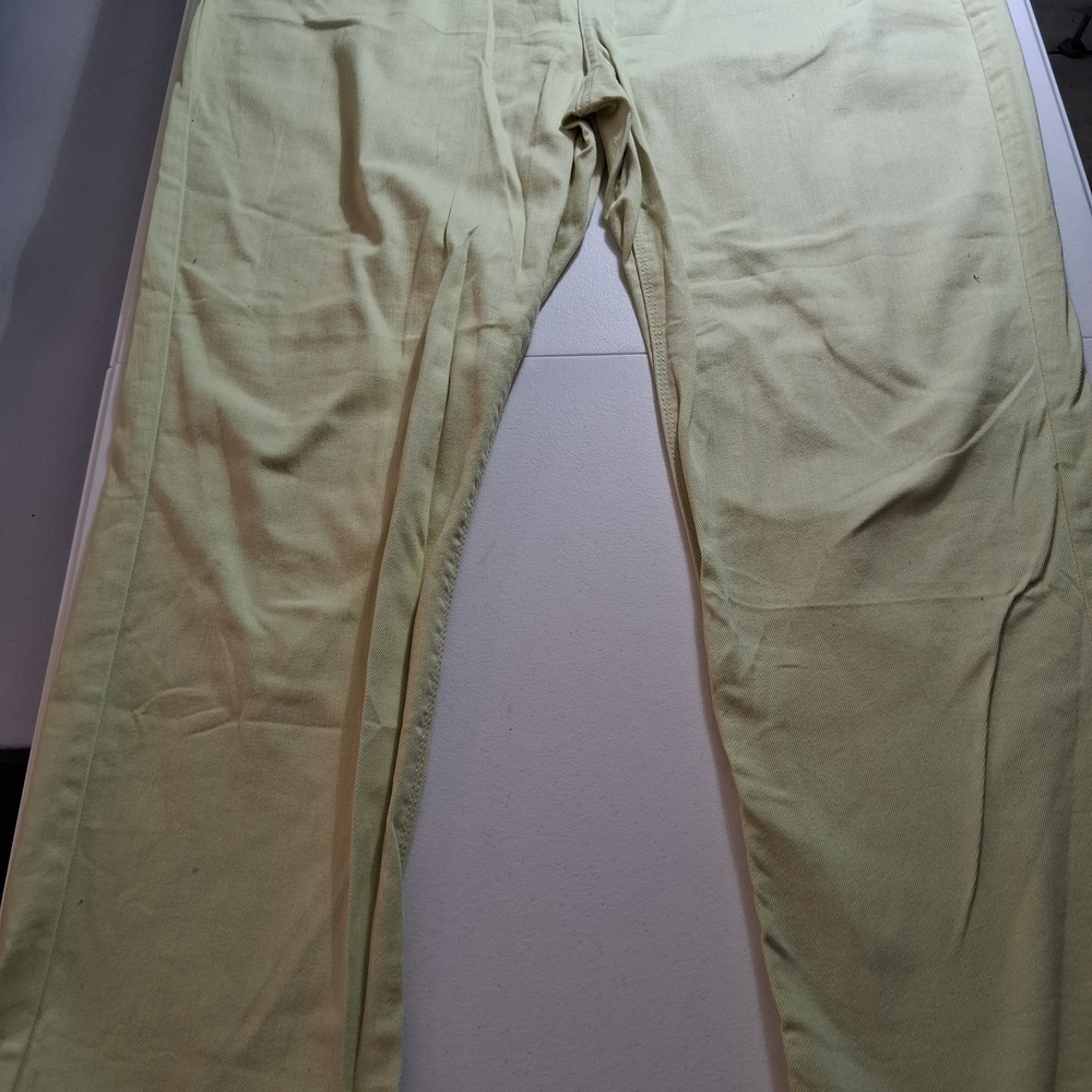 Chico's Platinum Ankle Jeans Pale Lime Green Slim Crop Roll Cuff Womens 3
